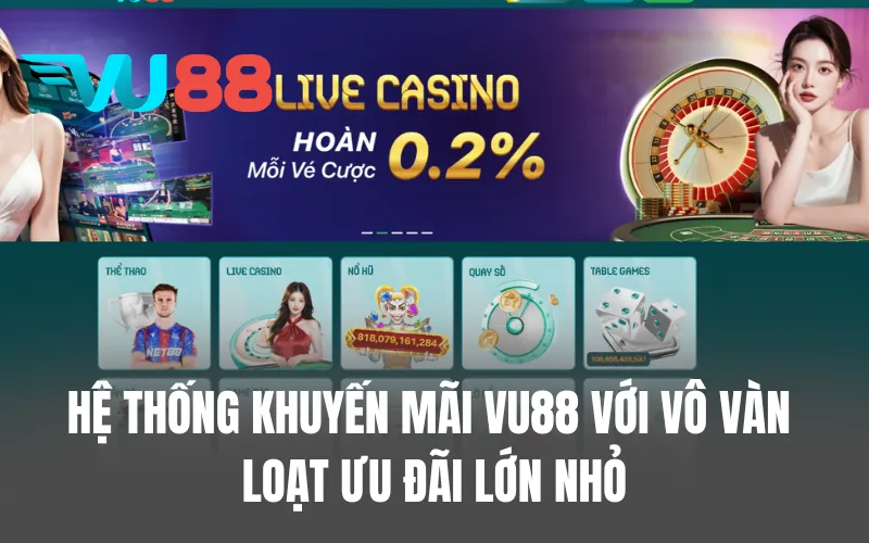 Hệ thống khuyến mãi VU88 với vô vàn loạt ưu đãi lớn nhỏ